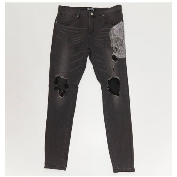 Social Terrorist‎ Stone Denim V2 Skull Men’s Size W40 L34 - Picture 1 of 10